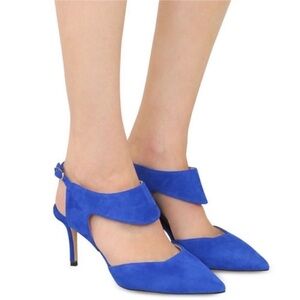 Nicholas Kirkwood Leda Electric Blue Suede Ankle Strap Pumps Heels 39 1/2